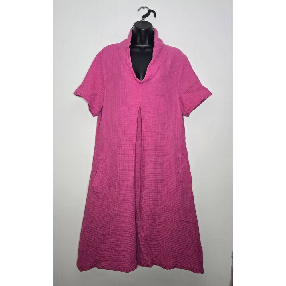 Kozan Harley Dress Women's Size Medium Pink Gauzy Lagenlook Minimalist